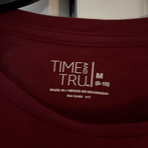 Time and Tru Women's Deep Red Long Sleeve Tee - Picture 2 of 5